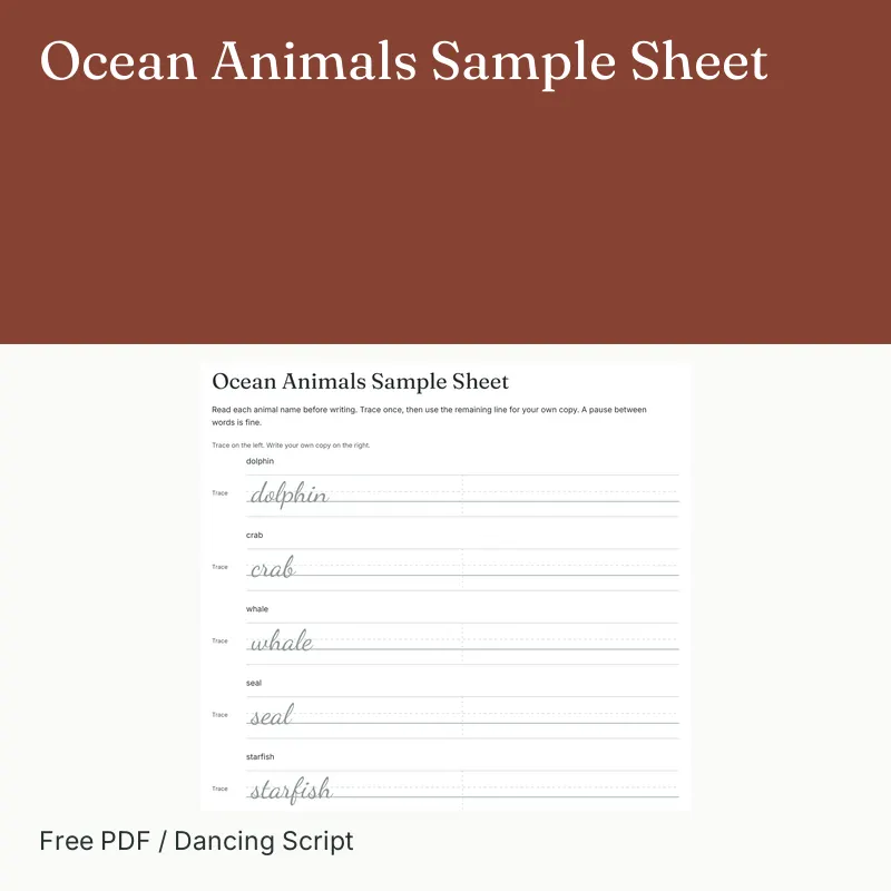 Ocean Animals Sample Sheet