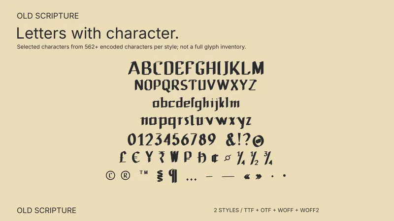 Old Scripture character coverage preview