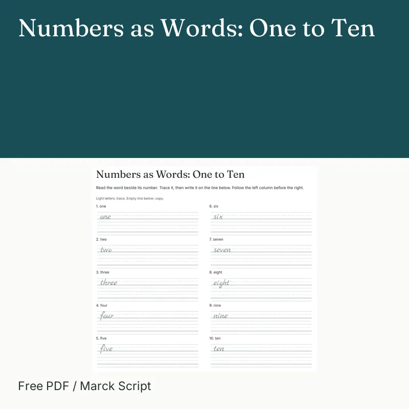 Numbers as Words: One to Ten