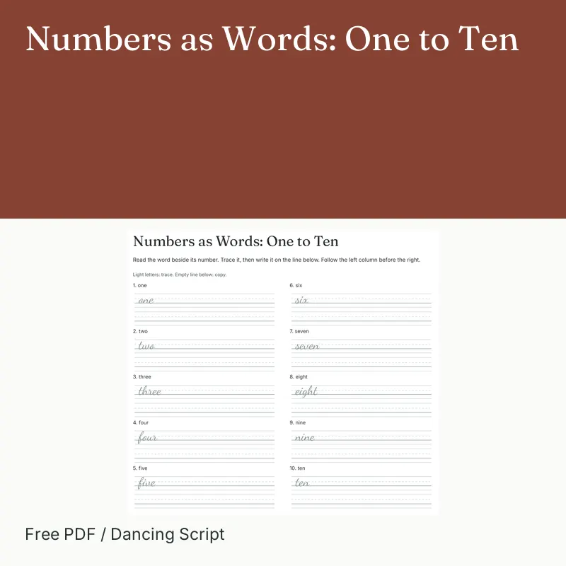 Numbers as Words: One to Ten