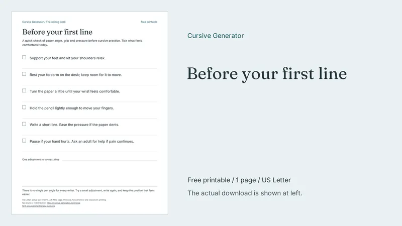 Before your first line - Free Printable: printable page preview
