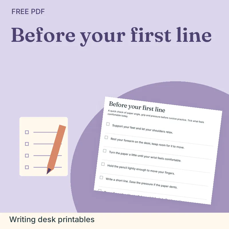 Before your first line, Writing desk printables: illustrated preview with actual page excerpt