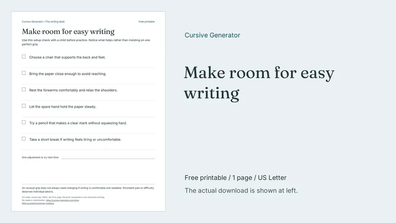 Make room for easy writing - Free Printable: printable page preview