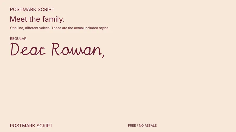 Postmark Script: the included free style
