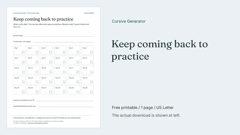 Keep coming back to practice - Free Printable: printable page preview