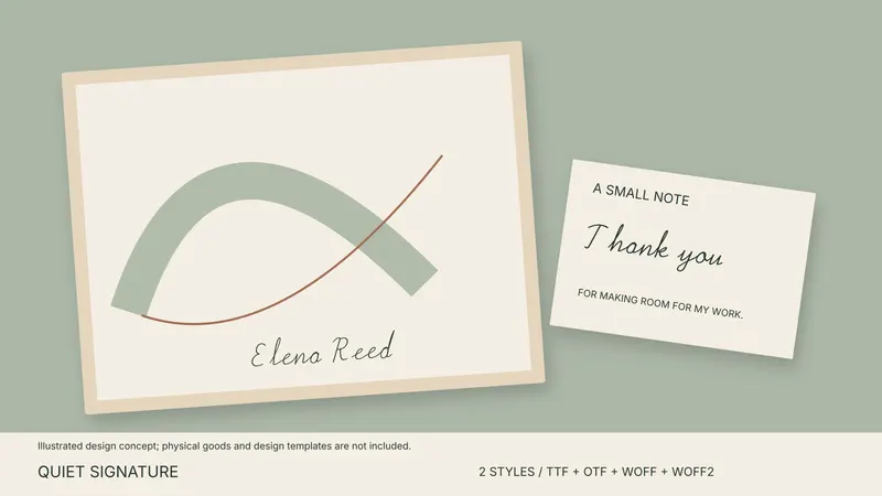 Quiet Signature used in an illustrated design