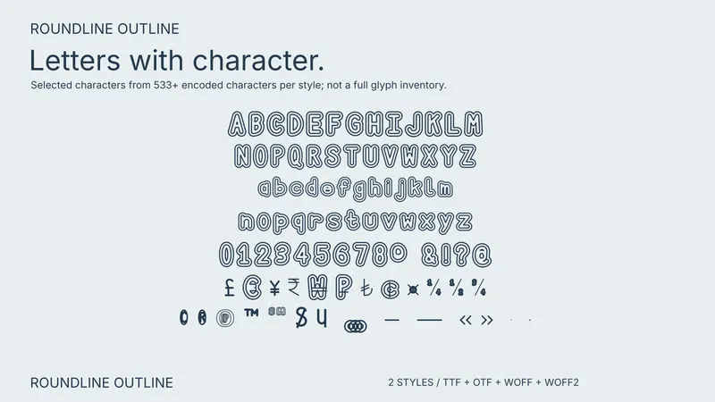 Roundline Outline character coverage preview