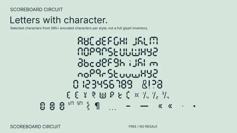 Scoreboard Circuit: selected supported characters