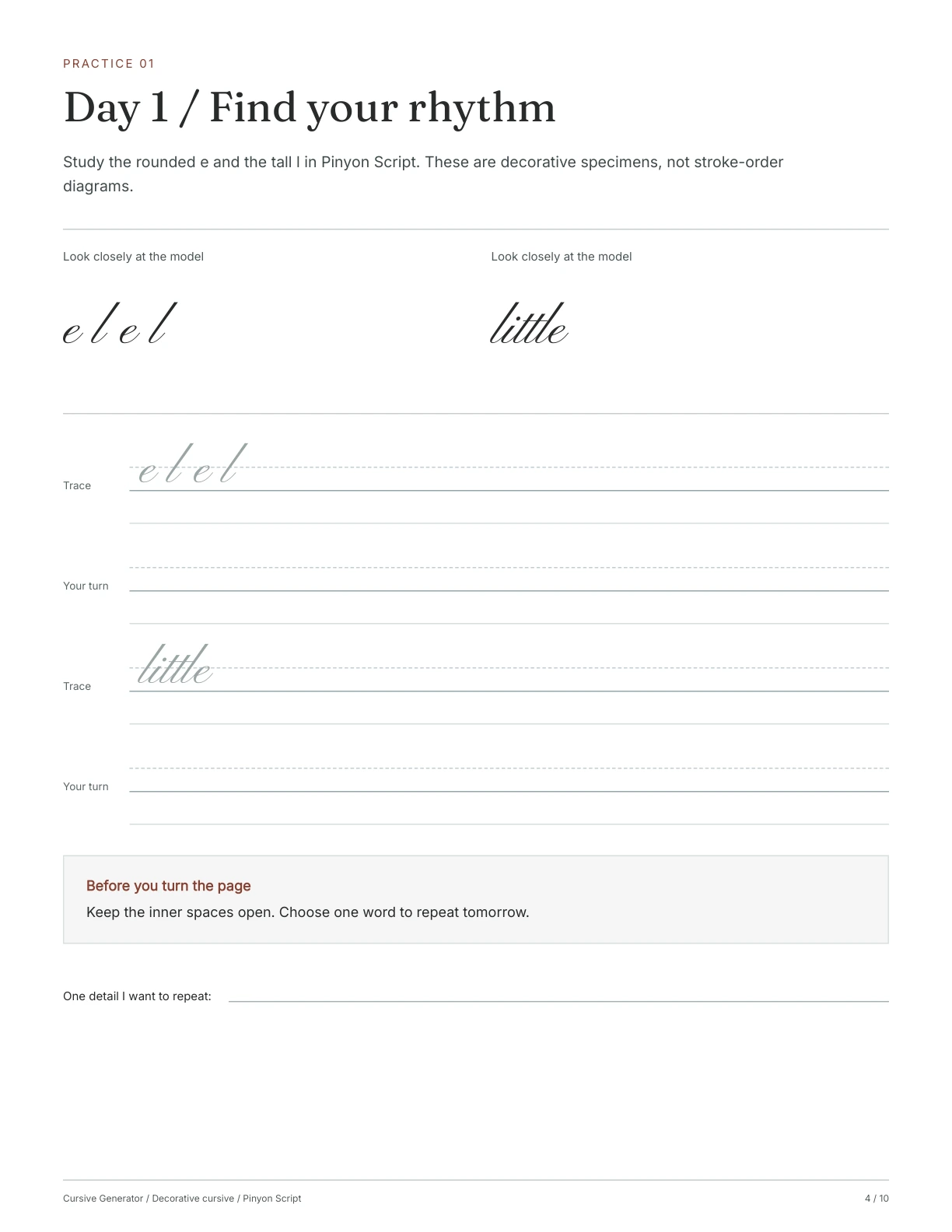 Page 4: Day 1 / Find your rhythm