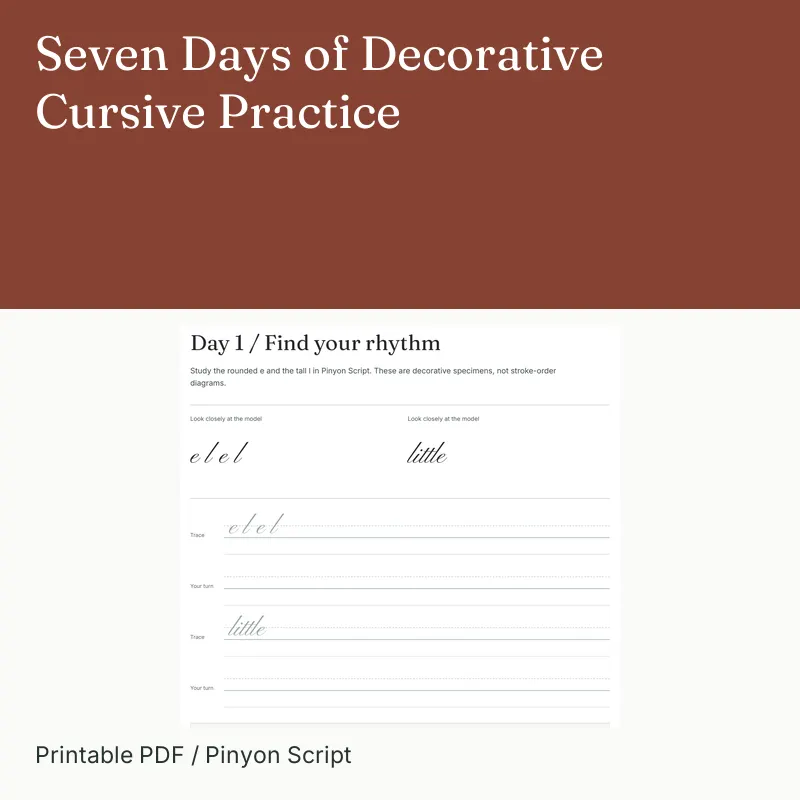 Seven Days of Decorative Cursive Practice
