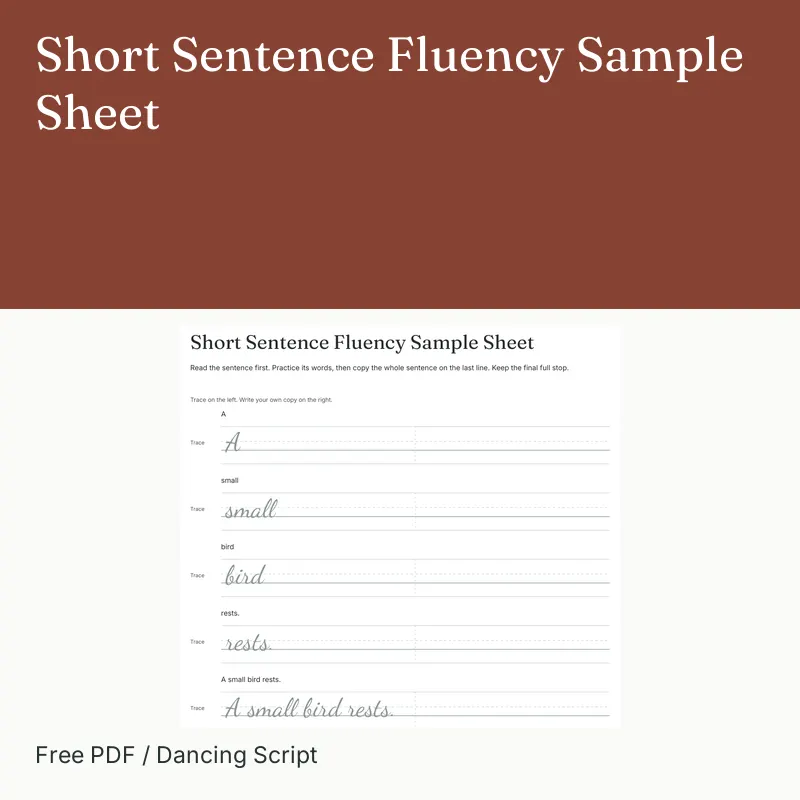 Short Sentence Fluency Sample Sheet