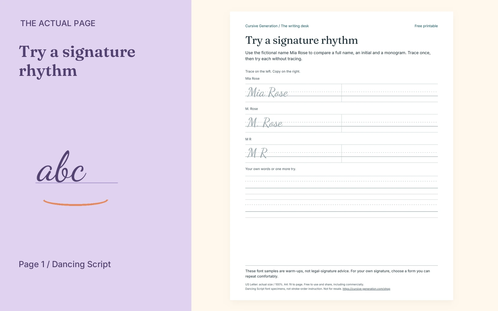 Complete actual page 1: Try a signature rhythm