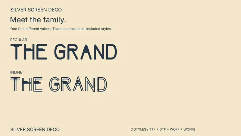 Silver Screen Deco style comparison: Regular, Inline