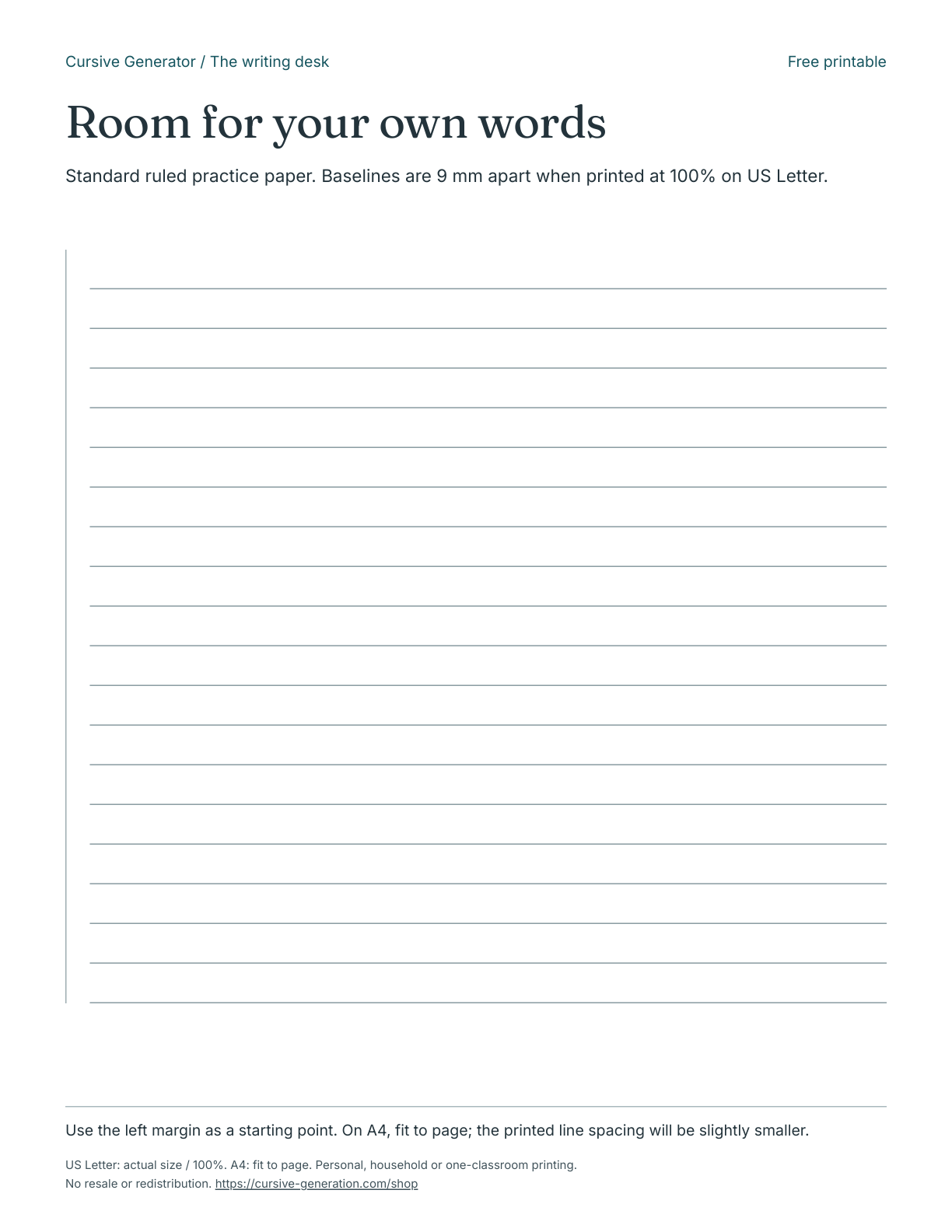 Room for your own words - Practice Paper: actual PDF cover