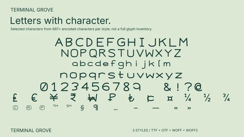Terminal Grove character coverage preview