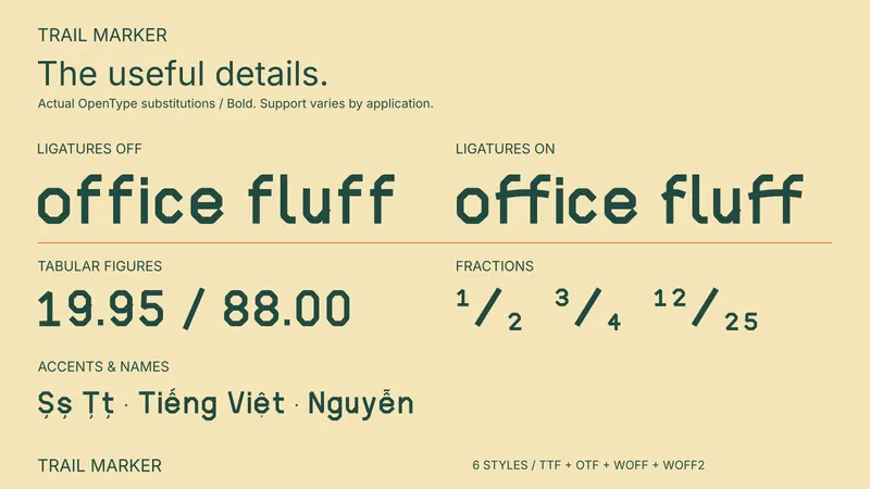 Trail Marker OpenType feature comparison