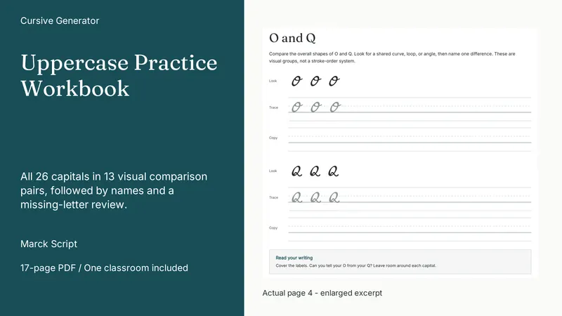Uppercase Practice Workbook: actual page excerpt