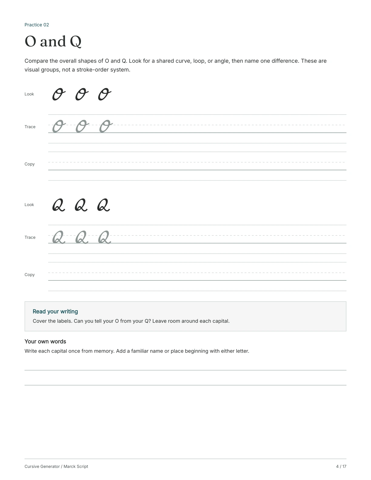 Page 4: O and Q