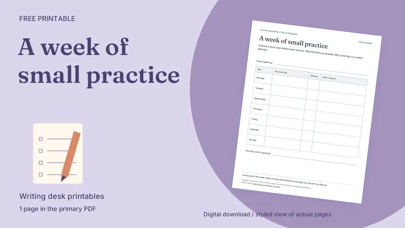 A week of small practice: styled actual-page preview